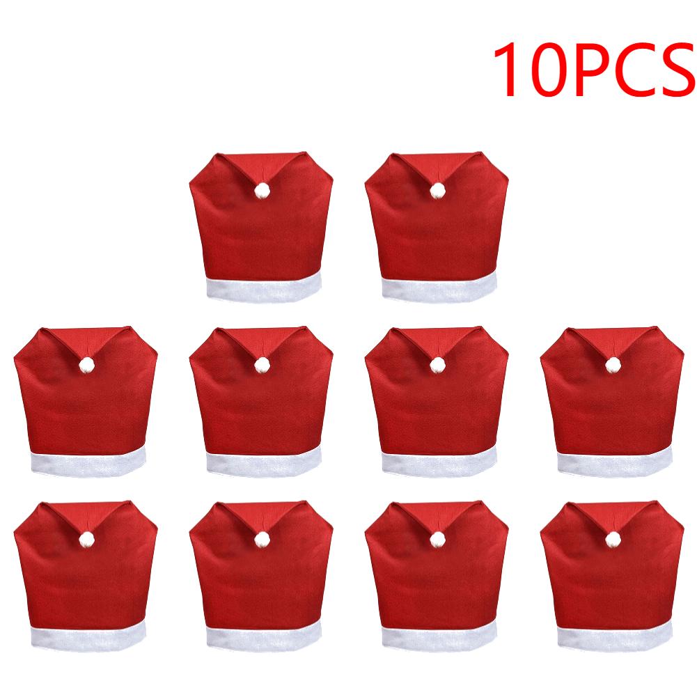 Kerstdecoratie Tafel Eten Rood Stoelhoes 2025 Nieuwjaarsfeest Sfeer Benodigdheden Rood Vlies Santa Hoed Stoel Rugleuning Hoes