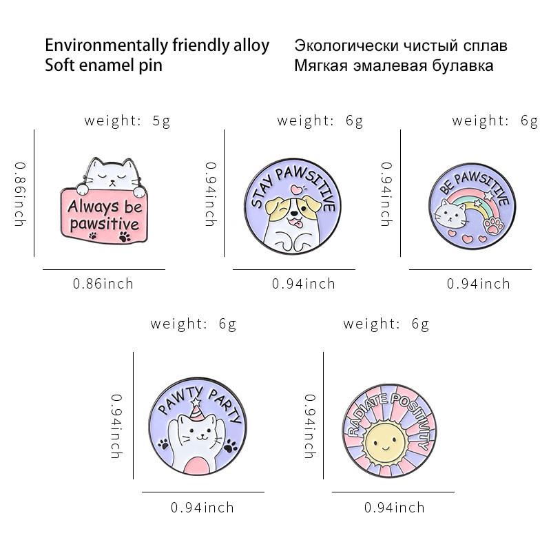Cat Chic And Dog Round Brooches Distinctive Alloy Pins For Fashionforward Individuals