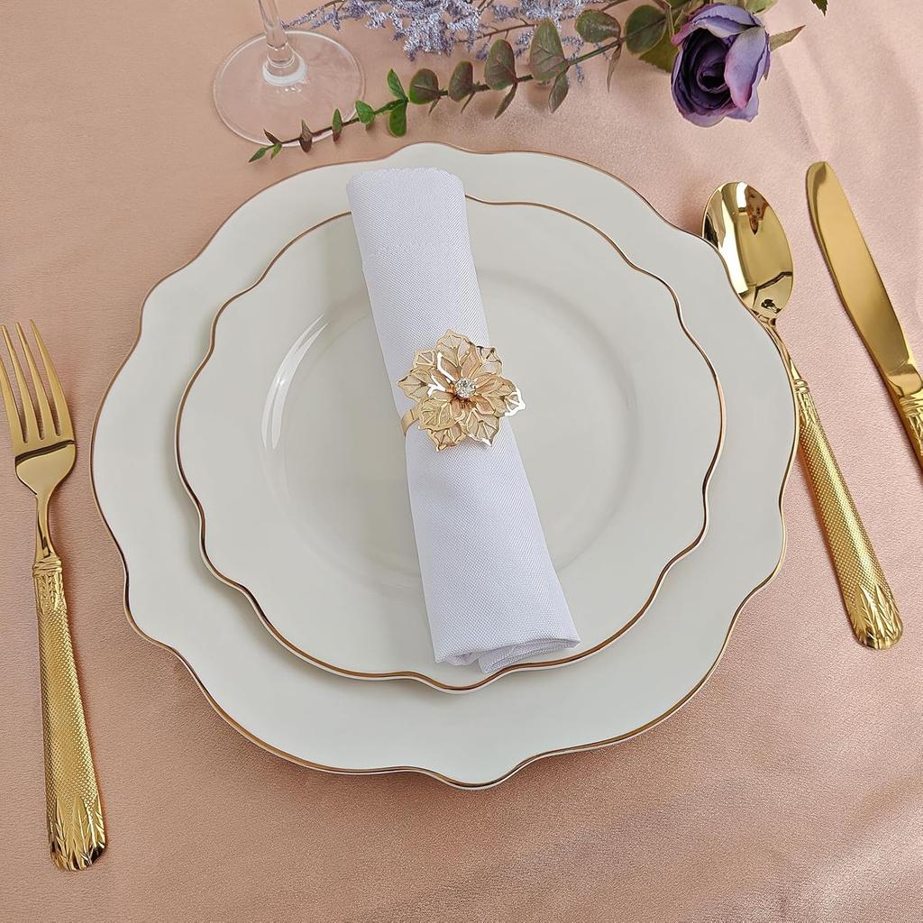 Fine Dining Gold Silver Napkin Rings Hotel Restaurant Table Setting Decor for Wedding Banquet and Formal Events