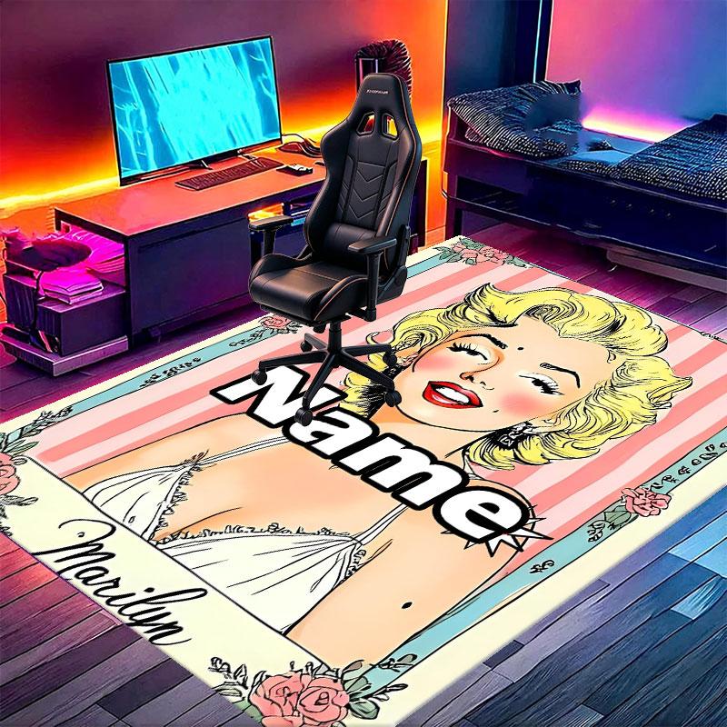 Custom Name Personalized Marilyn Monroe Print Carpet, Versatile Home Decor Rug, for Playroom, Apartment, Balcony, Entryway, Hallway Gift