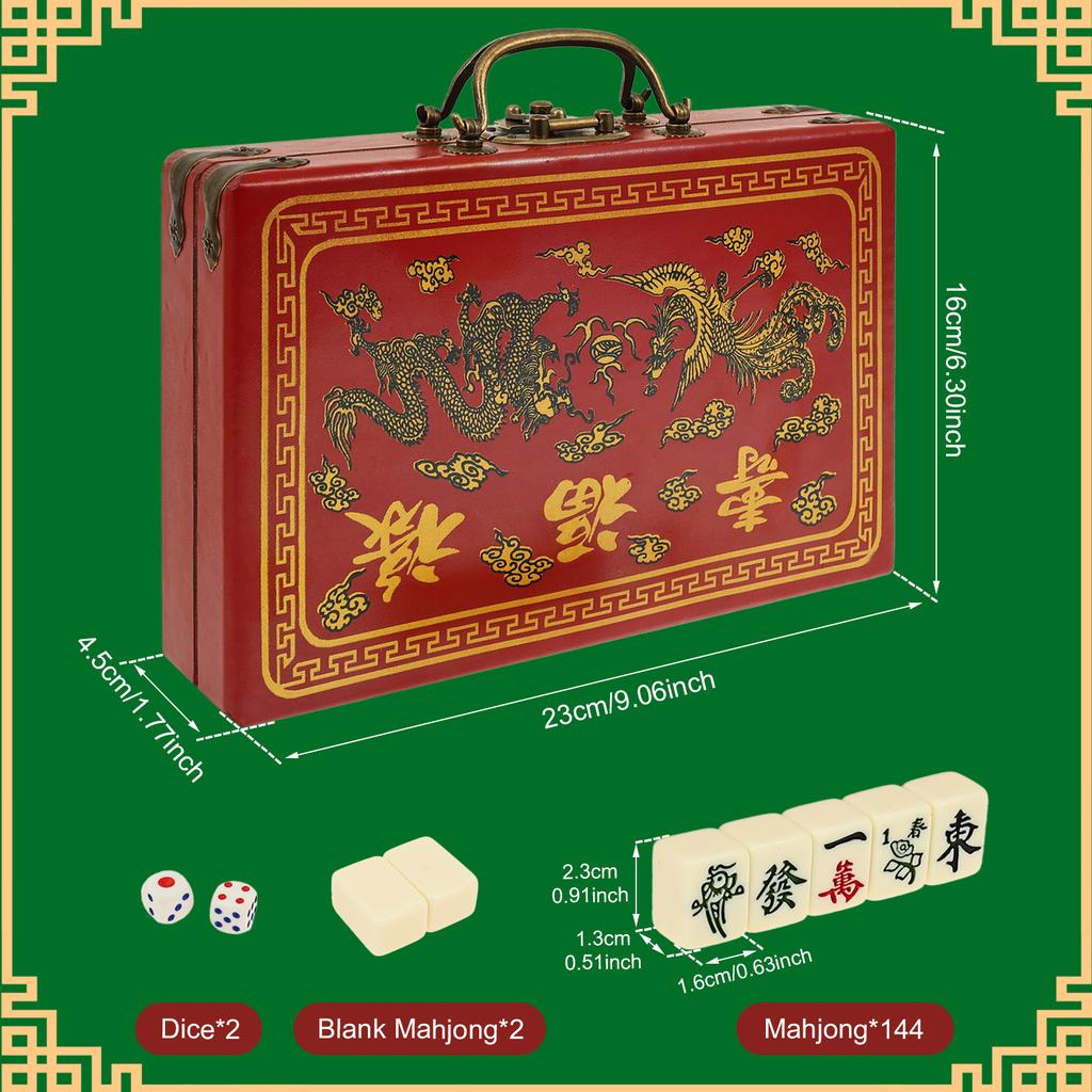 Mini Chinesisches Mahjong Set Reise Mahjong Spiel Set mit 146 Steinen Traditionelles Chinesisches Spiel für Reise Party Familientreffen