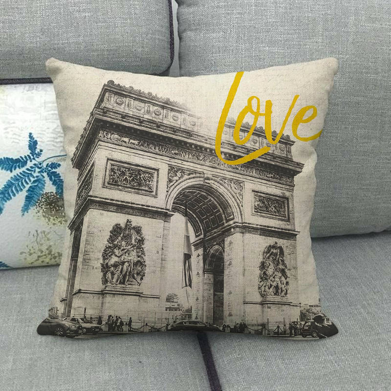 London, Paris Tower, Uk Digital Printing Short Plush Pillow Covers Decorative For Car Sofa Office Cushion Cover Home Goods