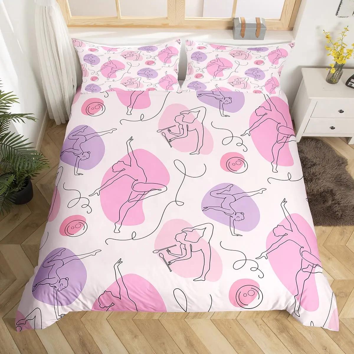 

Gymnastics Dance Lovers Duvet Cover KingWatercolor Butterfly Star Sky Bedding Set 3pcsSilhouette Rainbow Graffiti Quilt Cover AU Single(140*210cm)3pcs