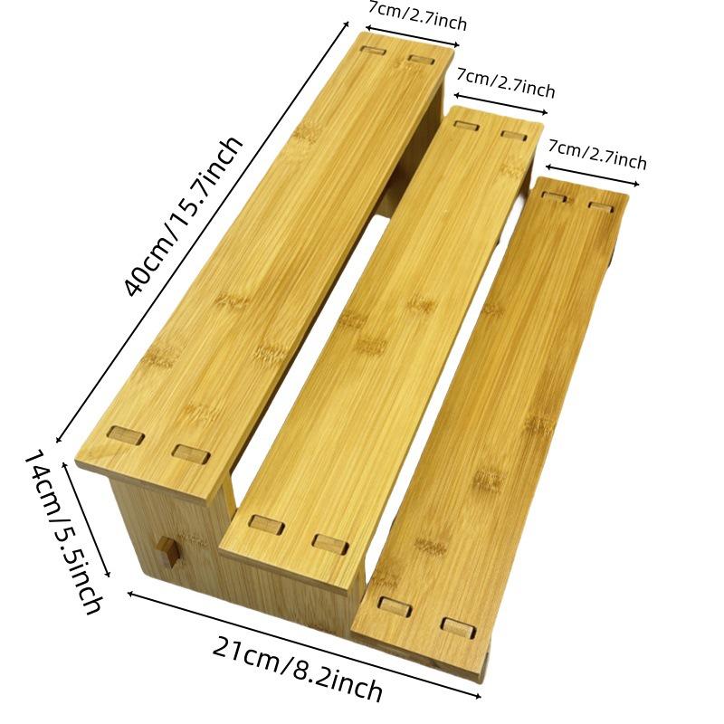 Bamboo Three-Tier Spice Rack & Display Stand for Kitchen/Dining Room Three-Tier