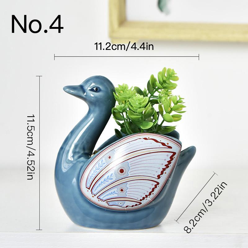 Cute Swan Flower Pot Ceramic Succulent Pot Planter Home Decor Indoor Decoration Desktop Ornaments Bonsai Plant Pot
