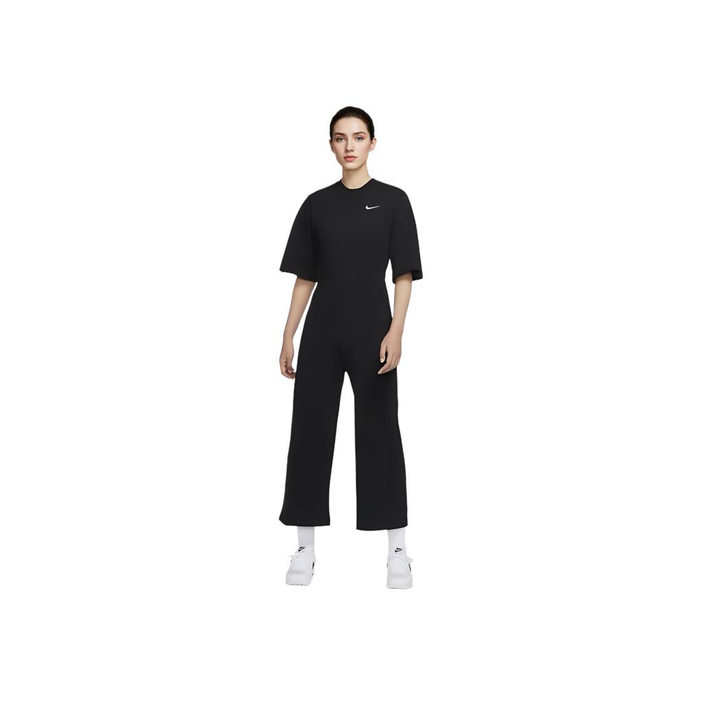 Nike Solid Color Logo Print Short Sleeve Bodysuit Women Bodysuits Black DM6733-010
