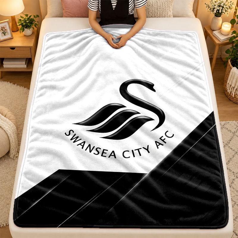 Flannel BlanketSwansea City Warm Soft Throw Blanket for Indoor Sofa Bed Living Room Use