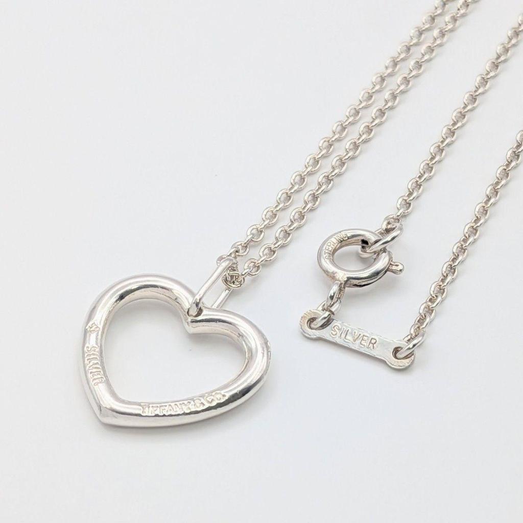 Used Rare TIFFANY & Co. Tiffany Silver Open Heart Necklace