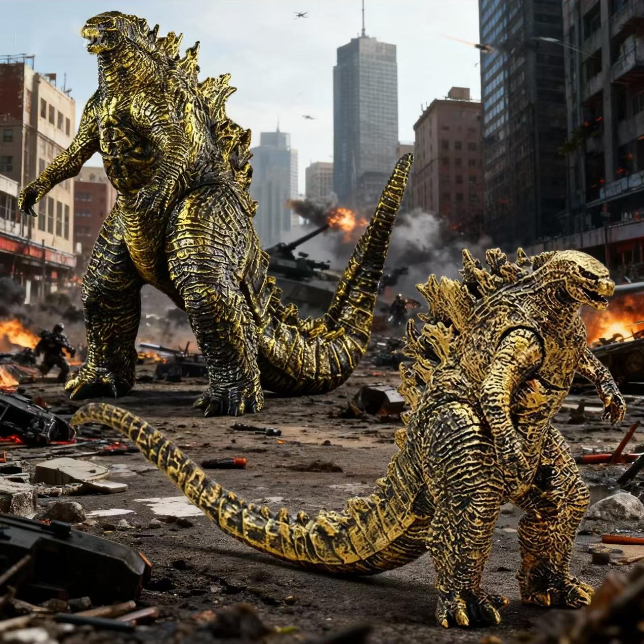 Fashnics Gold King Of The Monsters Color Godzilla Movie Action Figure Soft Rubbe Pvc Model Movable Joints Dinosaur Kids Toys Gift