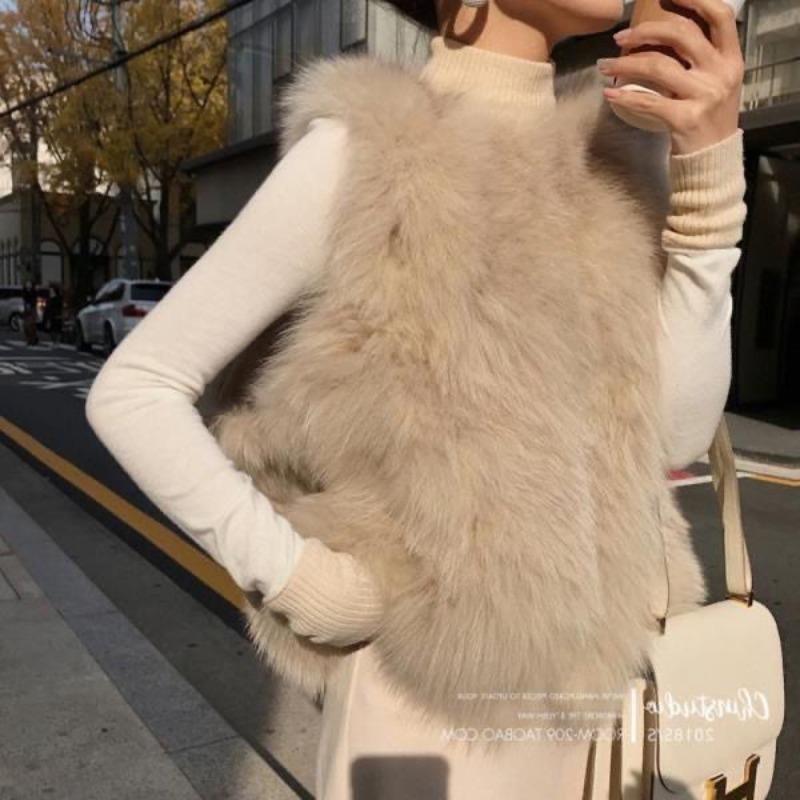 Autumn and Winter New Imitation Fox Fur Imitation Fur Vest Short Fur Vest Thin Plush Jacket