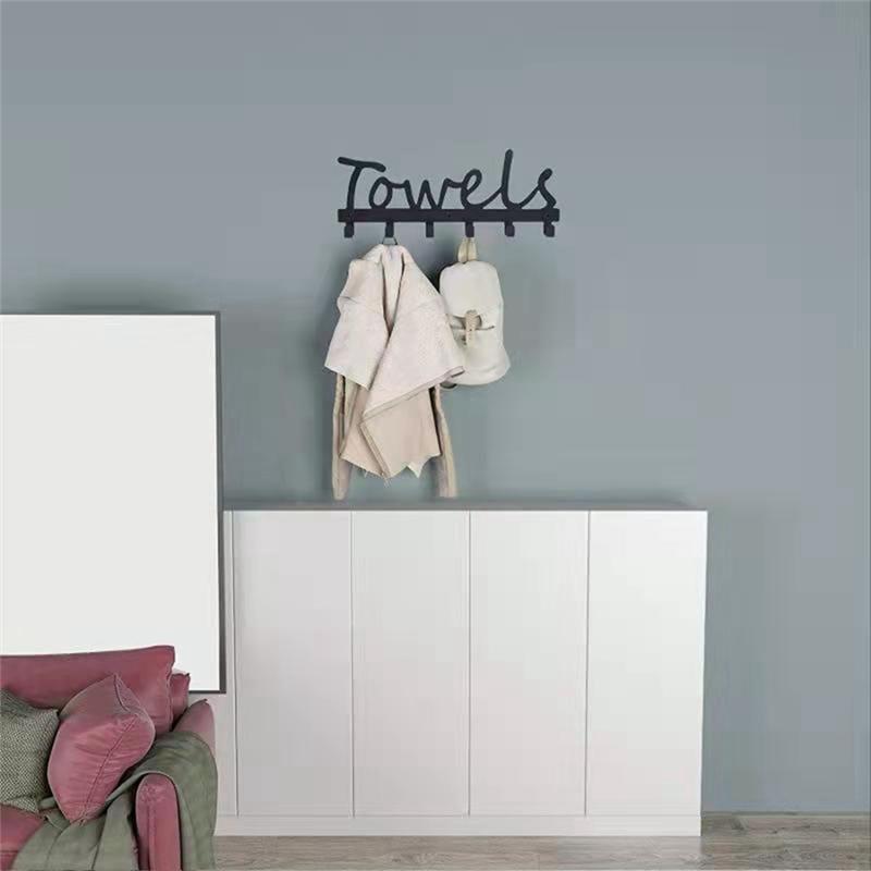 A33R-Towel Rack Towel Holder Over The Door Hooks For Bathroom For Hanging Heavy Duty, With 6 Hooks