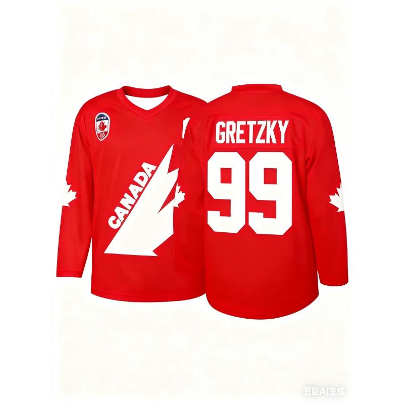 Męska koszulka hokejowa Detroit 88 Red - Retro Klasyczna z okrągłym dekoltem Idealny prezent dla entuzjastów hokeja na lodzie Strój imprezowy