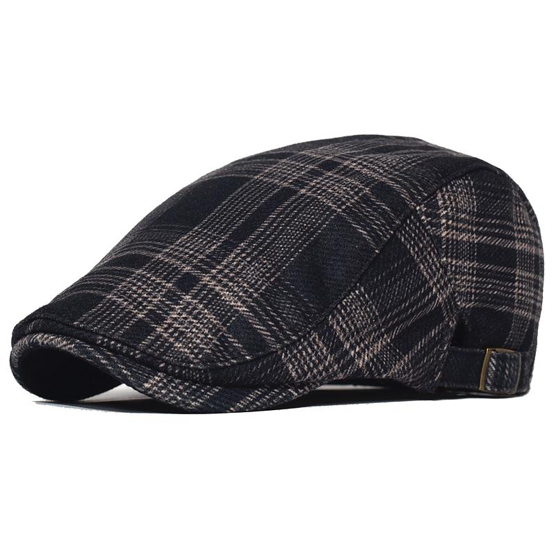 Winter Warm Dicke Zeitungsjunge Mütze Männer Frauen Vintage Plaid Casual Streifen Berets Gatsby Flachen Hut Schirmmütze Einstellbar