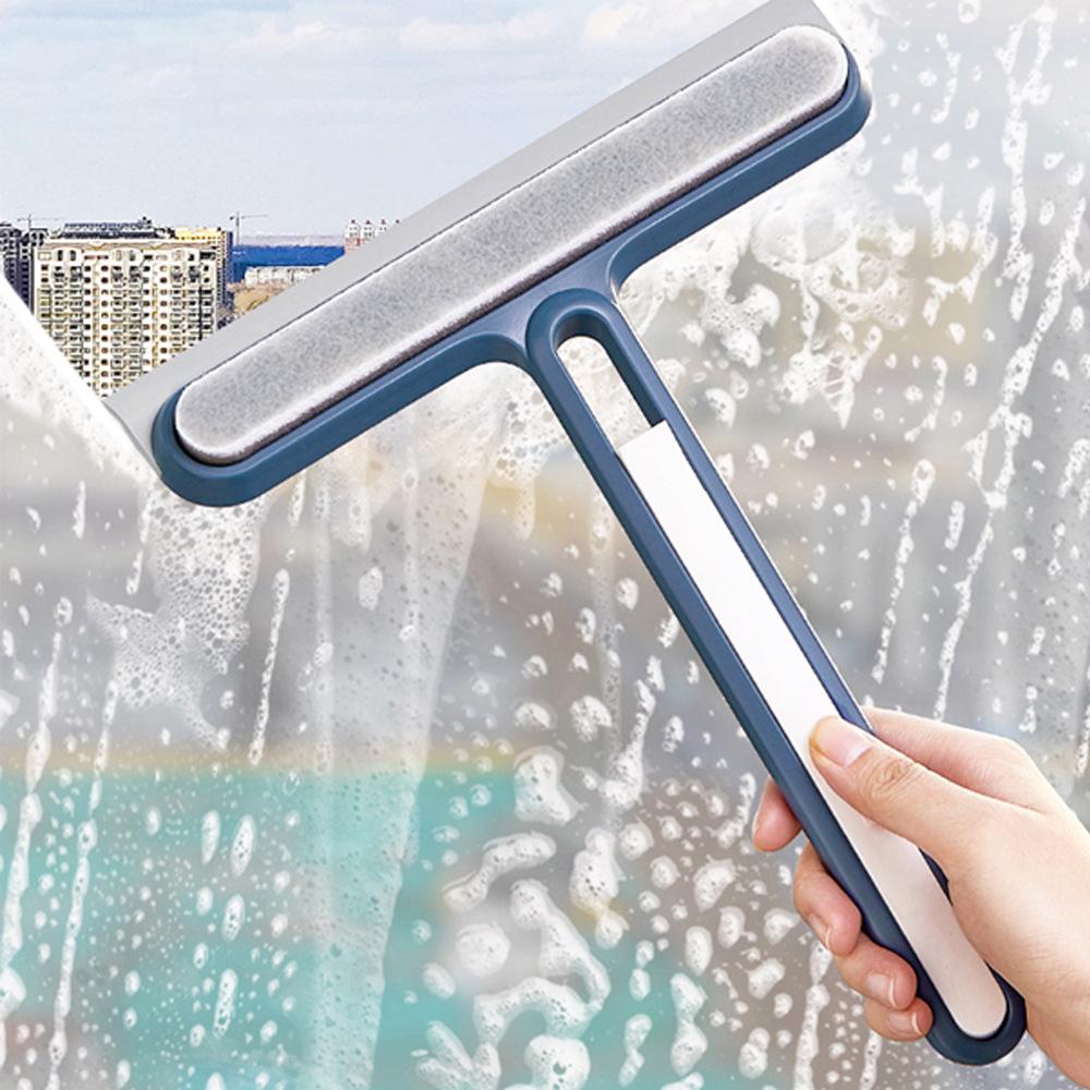 4-in-1 Glass & Mirror Cleaning Tool - Squeegee, Scraper & Brush for Bathroom & Windows