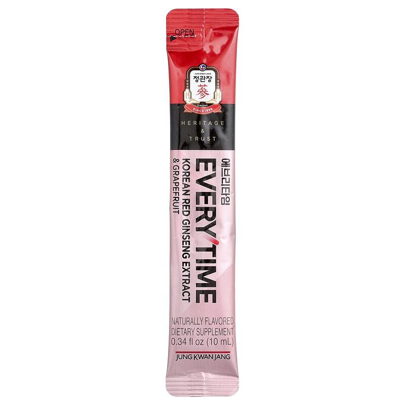 Korean Red Ginseng Extract, Everytime, Grapefruit, 30 Liquid Sticks, 0.34 Fl Oz (10 Ml) Each