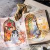 10pcs Large size Flowers Window Stickers Gold Foil Decor Junk Journal DIY Srapbooking Collage Stationery PET Twinkle Stickers
