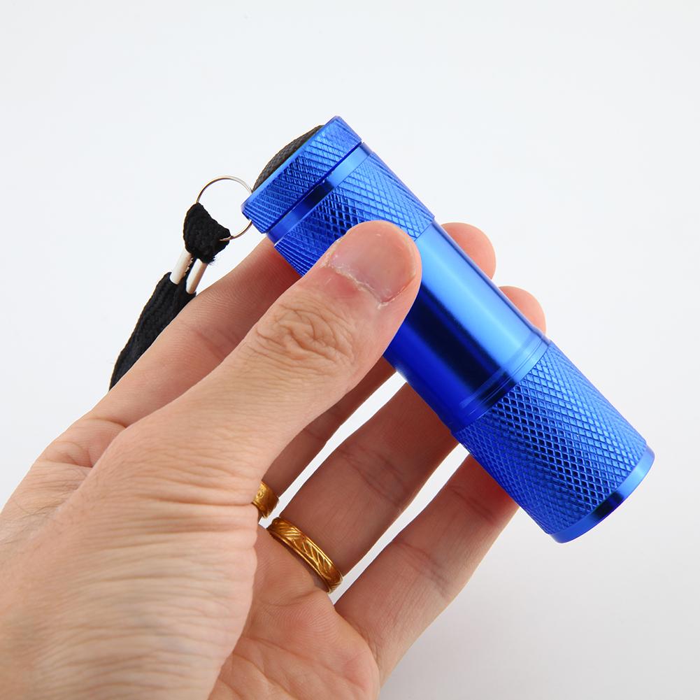 9LED Texture Camping Light Aluminum Alloy Mini 2W Ultraviolet Flashlights AAA Battery Powered 395nm Backlight Anti-Skid Home Use