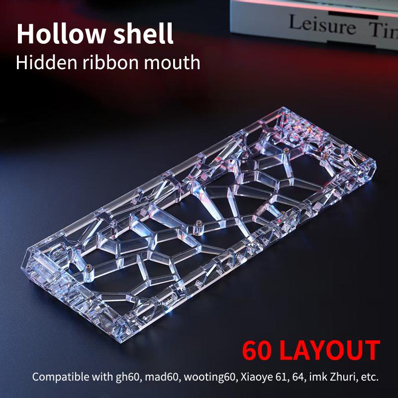 GH60 Hollow Transparent Keyboard Shell, Universal 60% Layout Case For Mechanical Keyboard DIY Custom Accessories