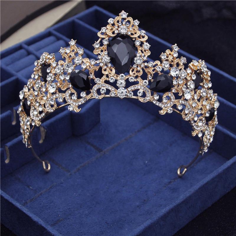 Barokk Nydelig Crystal Brude Tiaraer Dronning Krone Hodeplagg Prinsesse Brud Diadem Ball Bryllup Hår Smykker konkurranse