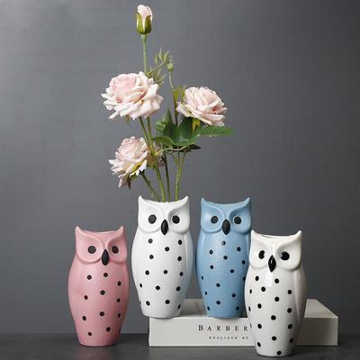 Creative Owl Vase Ceramic Hydroponic Vase Dried Flower Decoration Flower Arrangement Home Decor Desktop Art Ornament