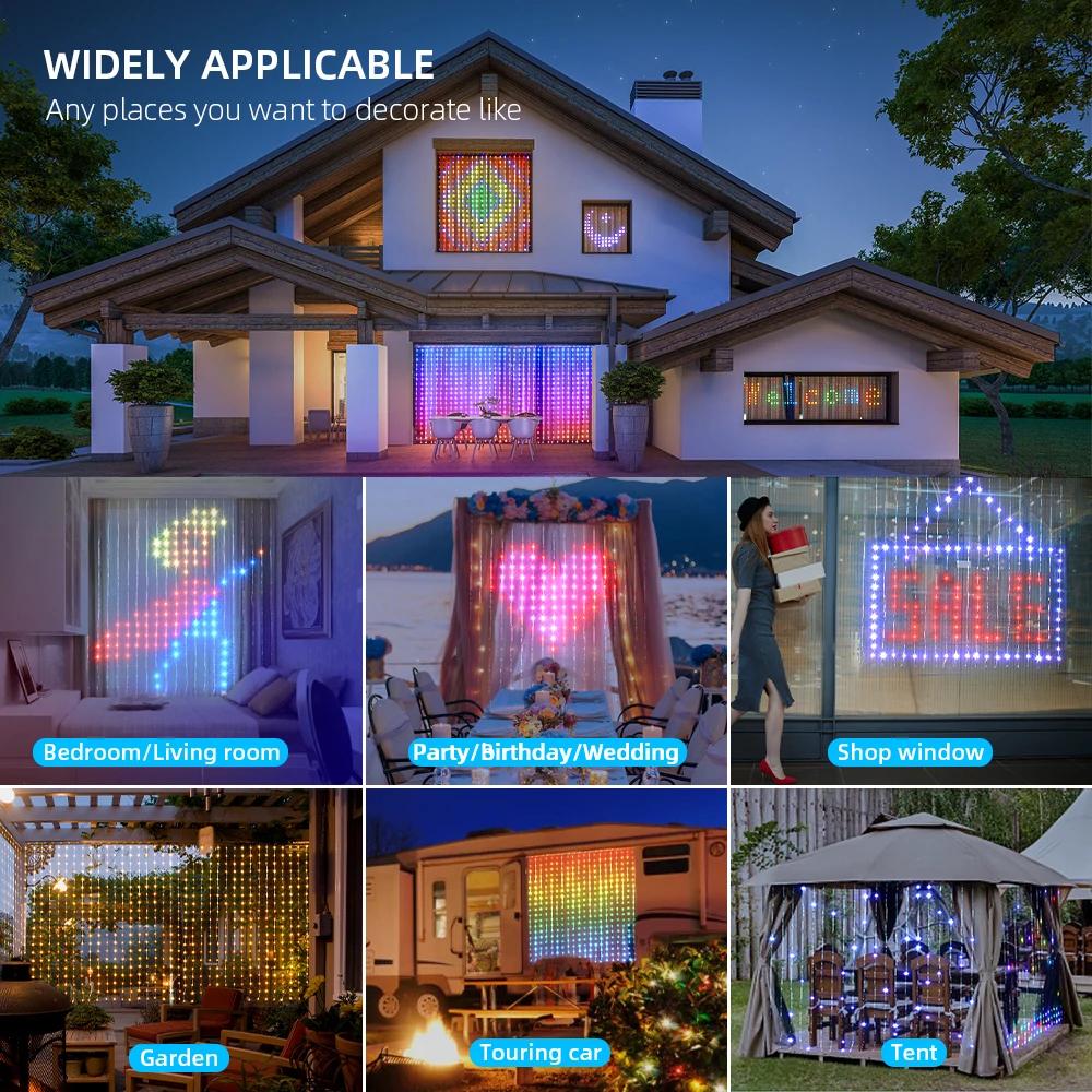 Smart LED DIY Curtain Lights with APP and Remote Control Background Wall Bedroom Decoration Light Christmas Halloween Decoration