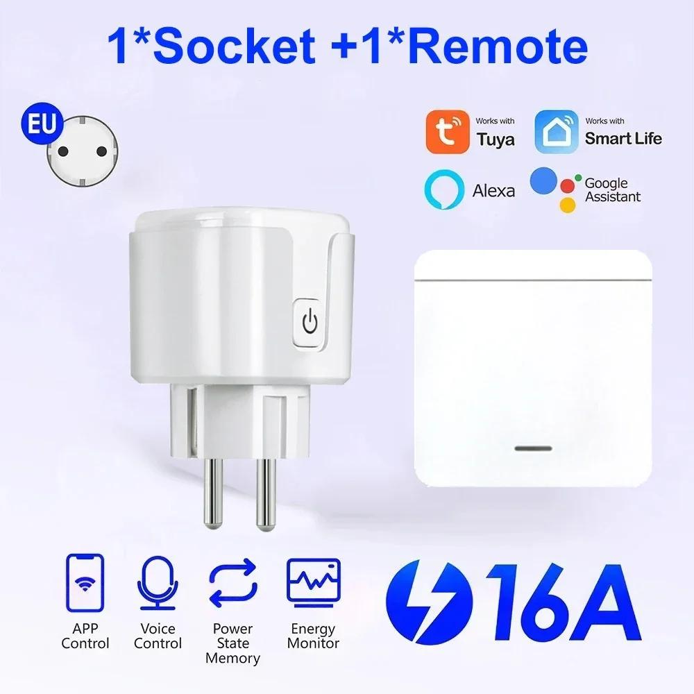 Tuya WiFi RF433 Smart Socket 16A Plug With Power Monitor Timing Function Voice Control for Alex Google Home Wireless Wall Switch