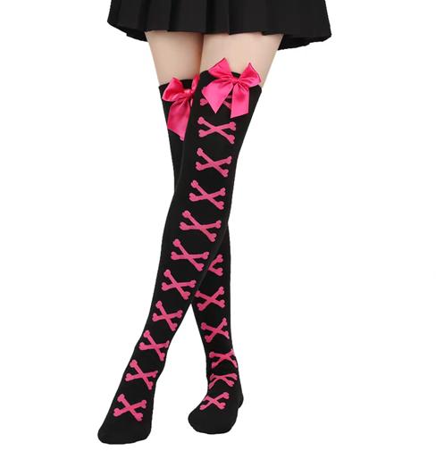 

1 Pair Japanese Bow Y2K Lolita Thigh-High Socks Women Leg-Slimming Non-Slip Anime Expo/Lolita Tea Party/Jk Meetup 35-39