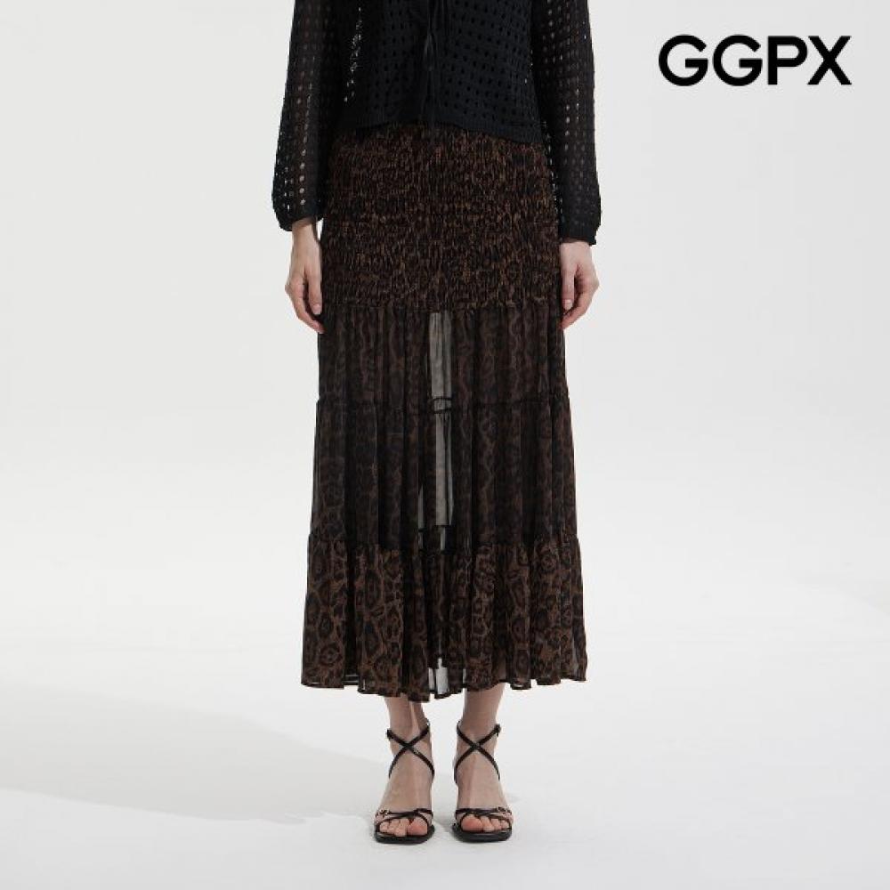 Ggpx New York Leopard Smoke Chiffon Skirt Gq5sk017f blacks/F