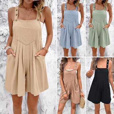 2024 Frühling/Sommer Damen einfarbiger lässiger kurzer Jumpsuit