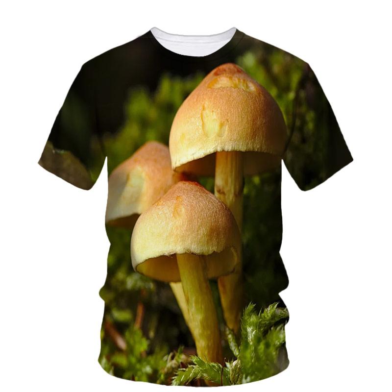 Summer Mushroom 3D Print T-Shirts Streetwear Men Fashion Casual Oversized O-Neck Short Sleeved T Shirt Tees Tops Clothing