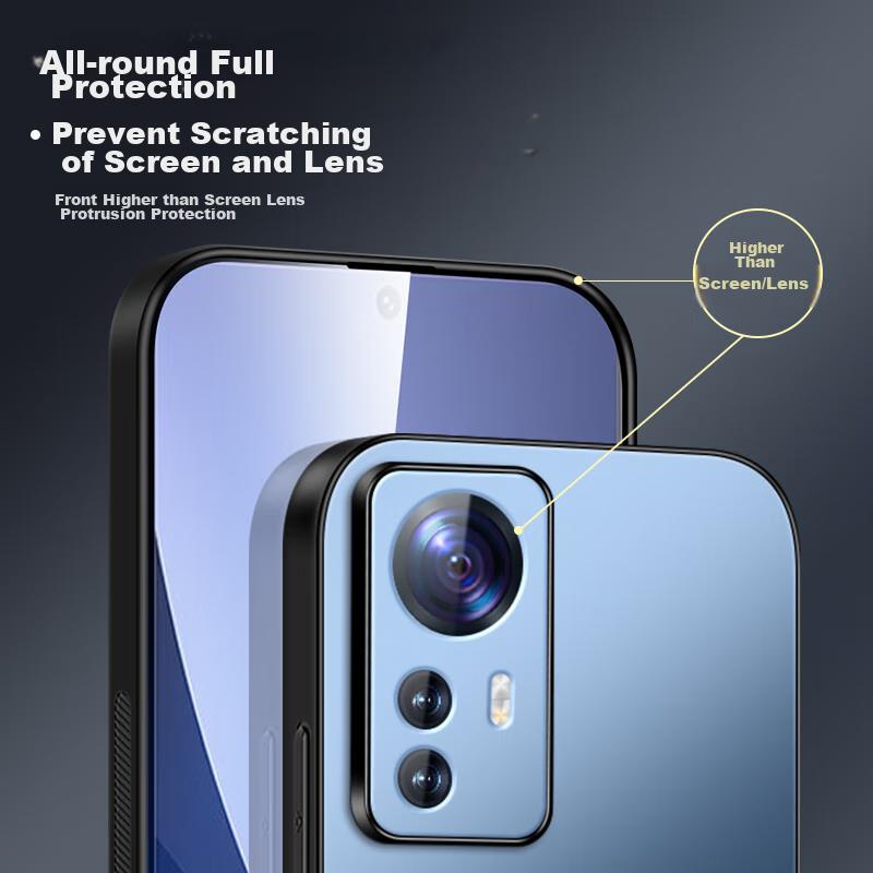 Xiaomi 12 Phone Case, Xiaomi 12X Protective Cover, AG Frosted Lens Full Protection Simple Anti-Drop XIAOMI Luxury Style 12S Outer Sapphire Blue