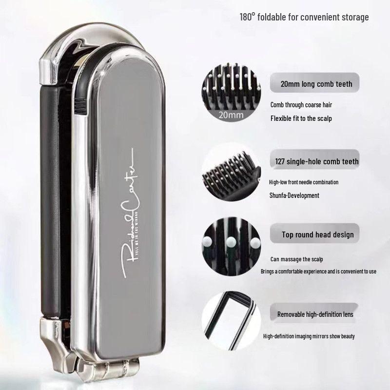 Portable Folding Airbag Cushion Comb with Mirror - Massage & Hairdressing Tool