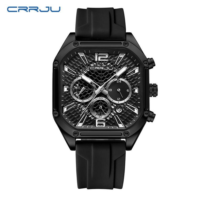 CRRJU New Watch 2311 Men's Watch Silicone Strap Six Pin Business Watch Casual Boys