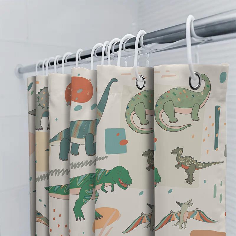 Cute Cartoon Dinosaurs Shower Curtain Home Decor Bathroom Decorative Waterproof 3D Printed Bath Rug Set