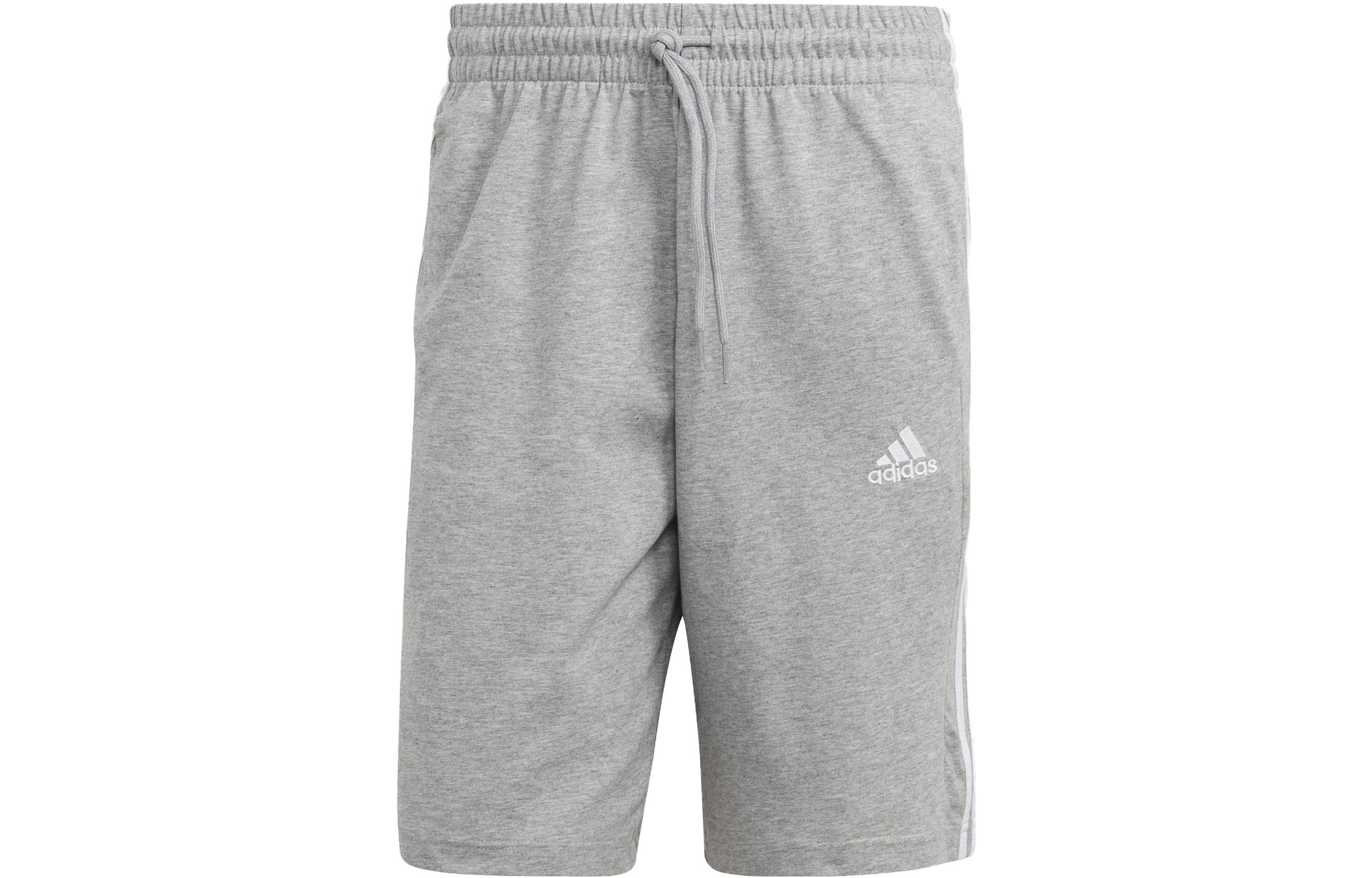Adidas Essential Single Jersey 3 Stripes Shorts Casual Shorts Men s Gray IC9384 L