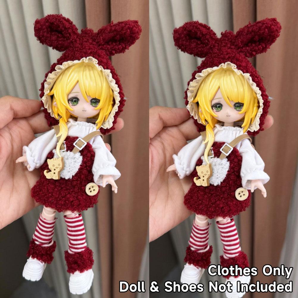For 11-17cm OB11 Dolls Trendy Girl Forest Style Autumn Winter Dressing Set Doll Accessories Outfit for 8/12 BJD Clothes