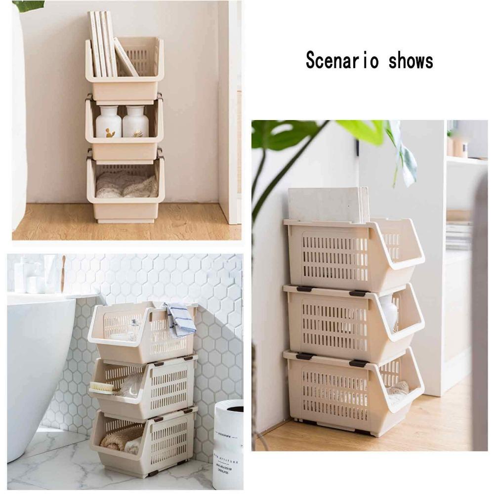Stapelbarer Korb Küche mit Rädern Spielzeugaufbewahrungsregal Kunststoff Stapelbare Aufbewahrungsbehälter Offene Vorderseite Vorratskammer Obst Küche Badezimmer