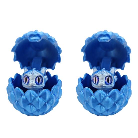2Pcs 3D Printed Dragon Egg Figurine Movable Joints Dragon Figure Fidget Toy Dragon Egg with Articulated Dragon Inside Decoration Ornament