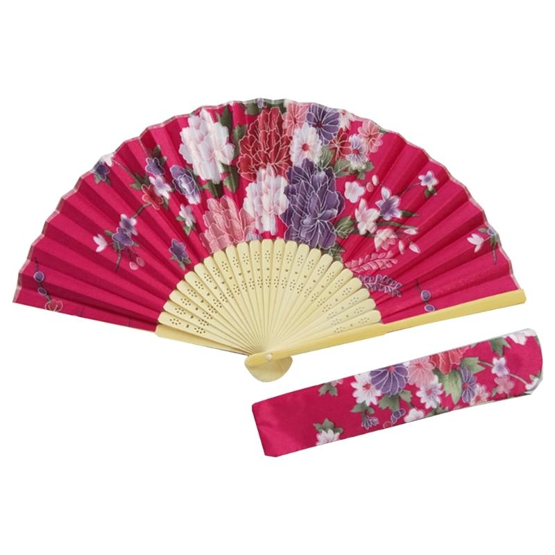 

Складной ручной веер с сумкой Винтажные веера с цветами для женщин девушек Свадьба Фестиваль Танец Подарок Выступления Домашние украшения B03E