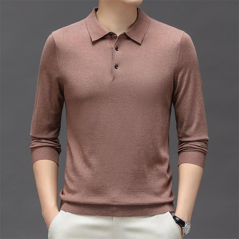 Men's Thickened Silk Wool Knit Pullover Sweater - Round Neck, Plain Color, Autumn/Winter Casual Lapel Cardigan.