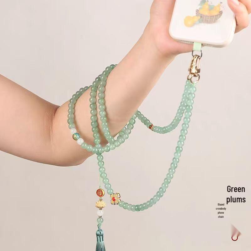 Zen Crossbody Beaded Phone Chain with Tassel - Hanfu Style Anti-Lost Lanyard 2025 for Women