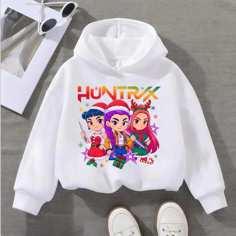 Adorable Kids Christmas Hoodie with Cute Anime Girls Design HUNTRIX Perfect for Festive Season