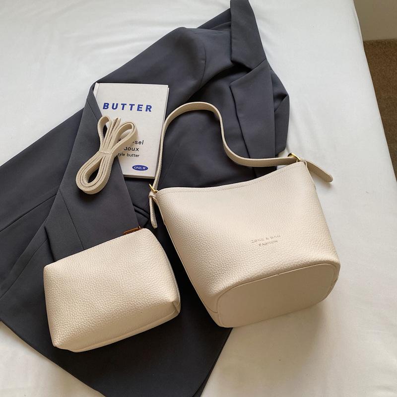 Retro Simple Mother And Child Bag Bucket Bag Women'S Fashion Shoulder Underarm Bag Foreign Style Versatile Messenger Bag