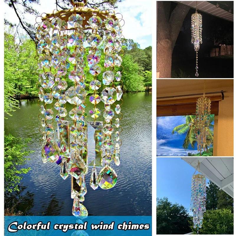 Chandelier Wind Chimes for Home Room Decor Colorful Crystal Wind Chimes Outdoor Garden Backyard Patio Lawn Decor Gifts