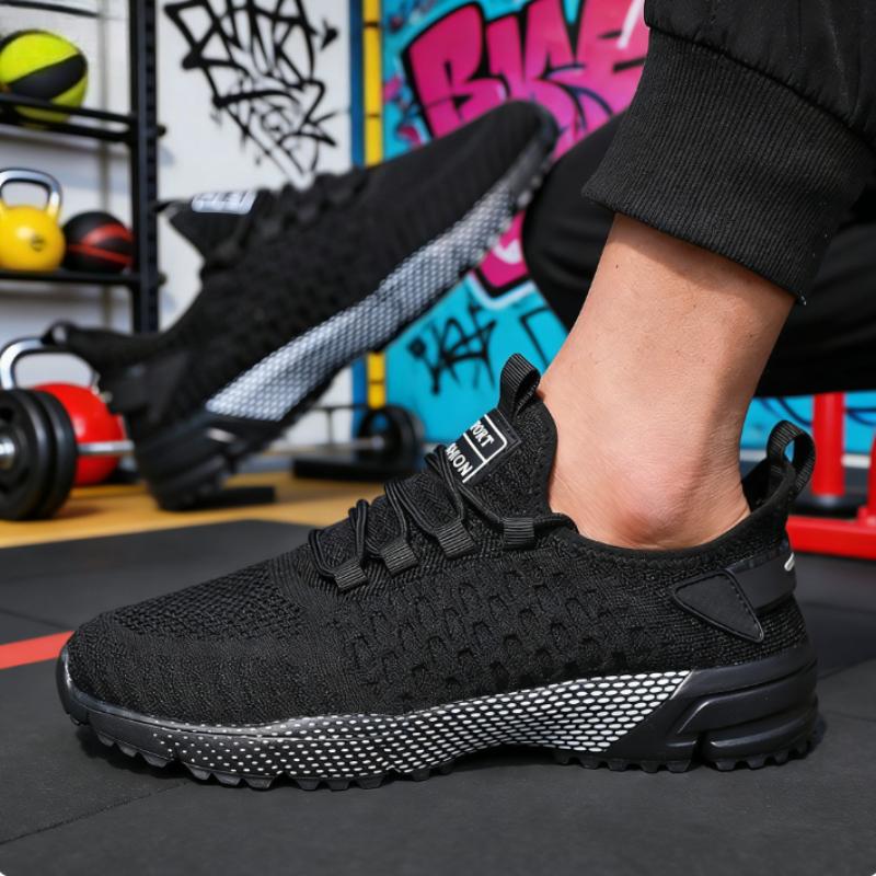 Men's Trendy Yellow Knit Sneakers 2025 Breathable Mesh Comfort Casual Sports Shoes Non-Slip Sole Lightweight Running Trainers