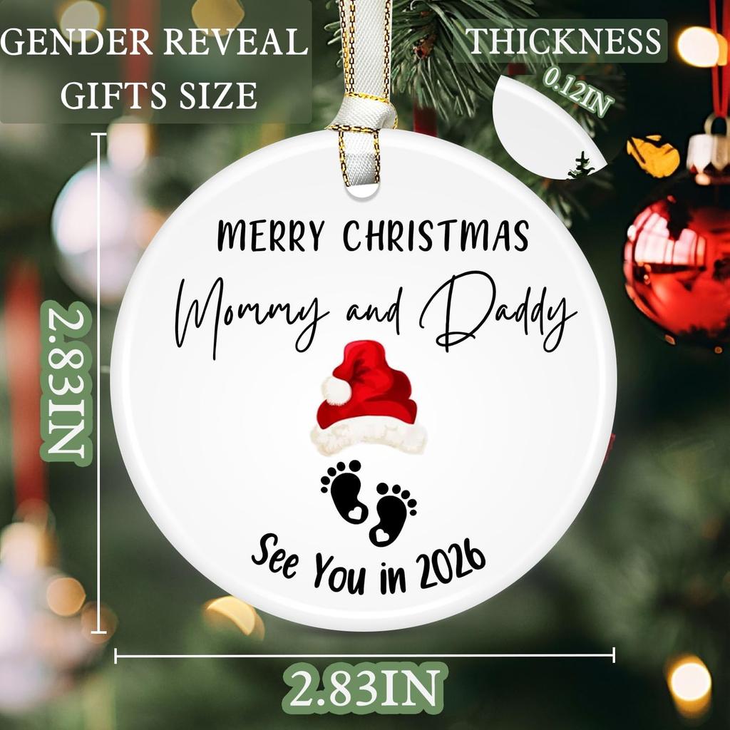 2026 Baby Gender Reveal Ornament – Pregnancy Announcement for Husband Grandparents Family Aunt, New Mom, New Dad, Gifts for Expecting Parents