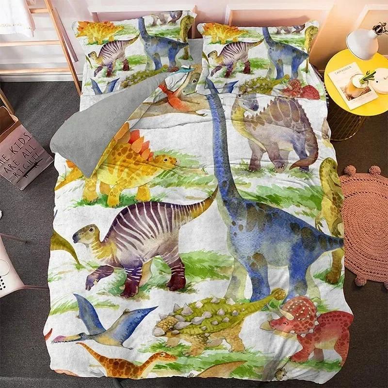 Cartoon Dinosaur Bedding Set Twin Queen King Size Boho Comforterduvet Cover Polyester Quilt Cover Pillowcase Soft Bedclothes