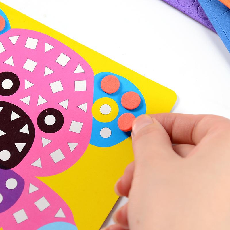 6/12pcs EVA Sticky Kids 3D Mosaics Puzzle Toy Foam Handmade DIY Art Cartoon Pattern Creative Educational Toys for Children TMZ
