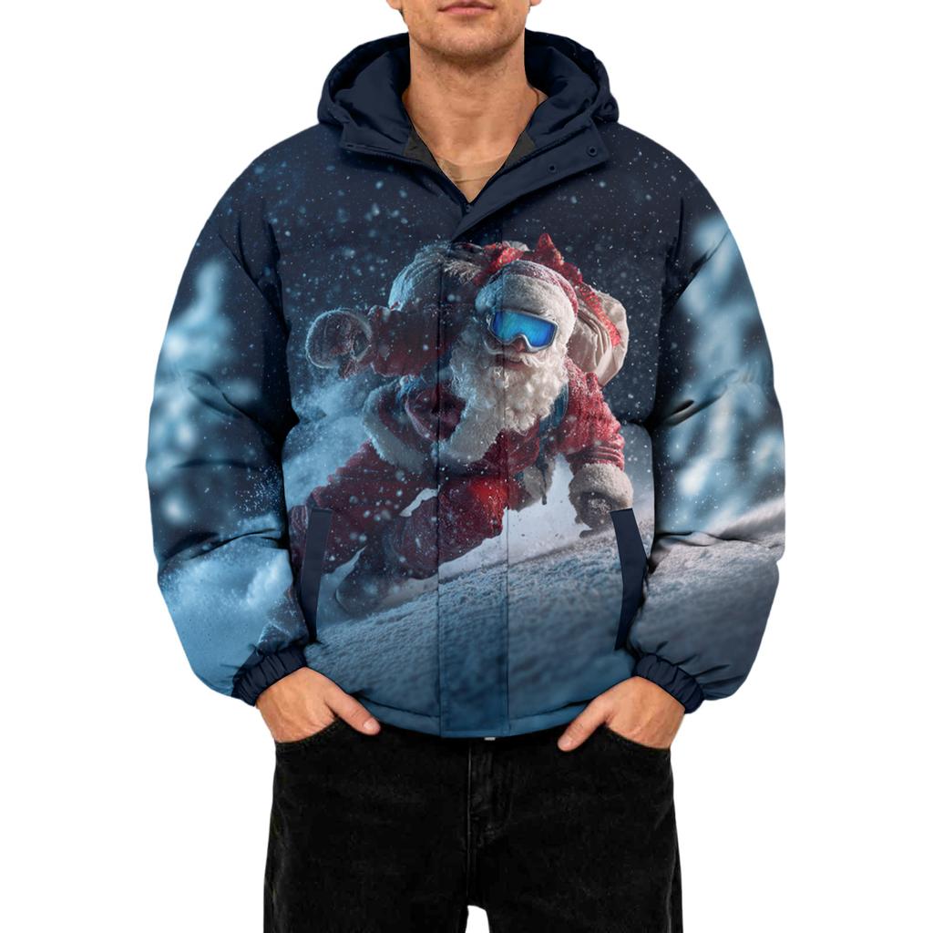 Men's Oversized Casual Down Jacket With Long Sleeves And Hood