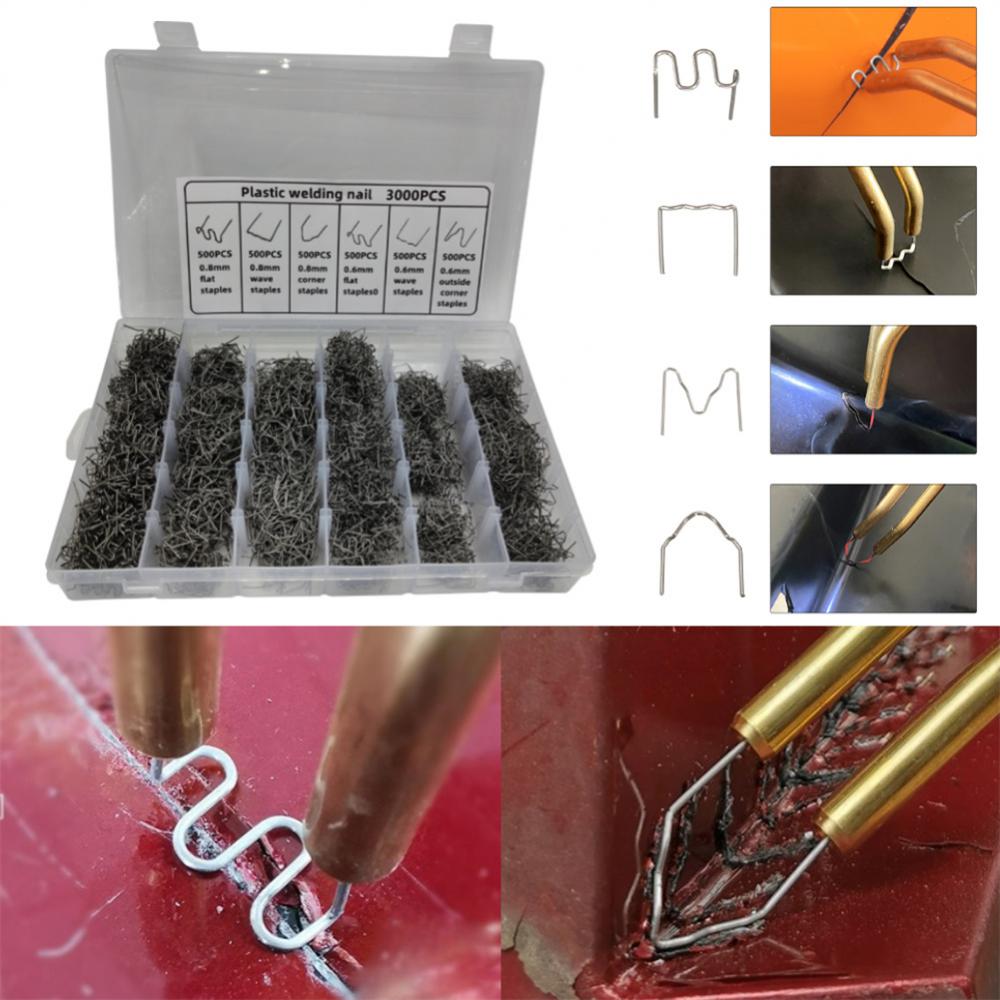 3000/1200/600pcs Plastic Repair Machine Welding  Stapler Bumper Fender Welder Staples Kit For Soldering Bumper Vehicle Repair